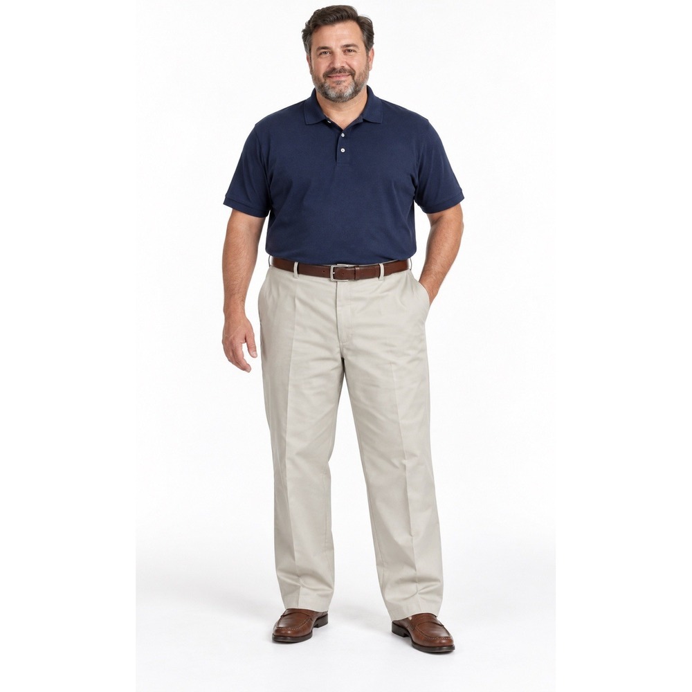 Dockers Mens Khaki Pants 42x32 Relaxed Fit Flat Front Beige Stretch Chinos